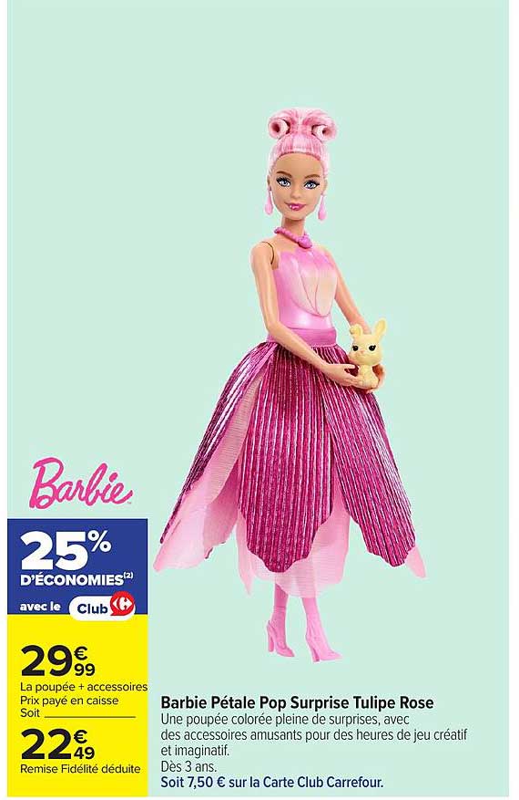 Barbie Pétale Pop Surprise Tulipe Rose