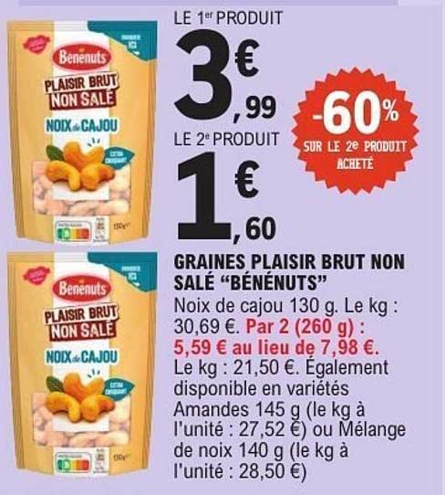 Bénénuts Plaisir Brut Non Salé