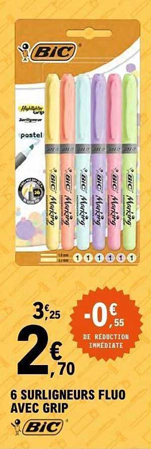 BIC 6 Surligneurs Fluo Avec Grip