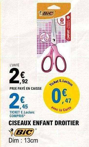 BIC CISEAUX ENFANT DROITIER
