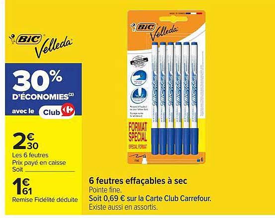 Bic Velleda 6 feutres effaçables à sec