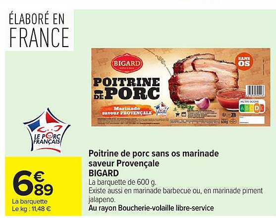 BIGARD Poitrine de porc