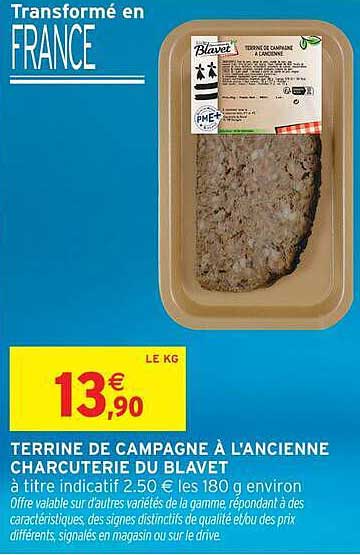 Blavet Terrine de campagne à l'ancienne charcuterie du Blavet