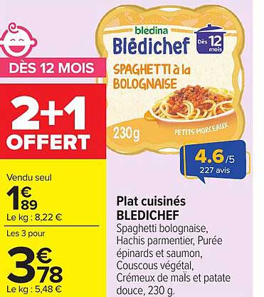 Blédichef Spaghetti bolognaise