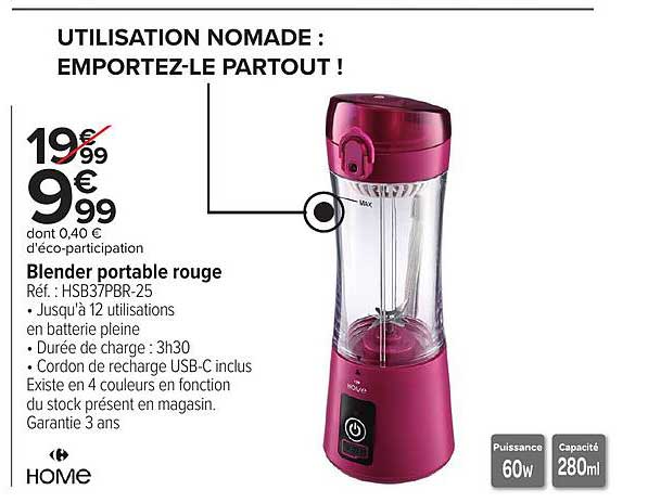 Blender portable rouge