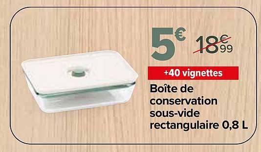 Boîte de conservation sous-vide rectangulaire 0,8 L
