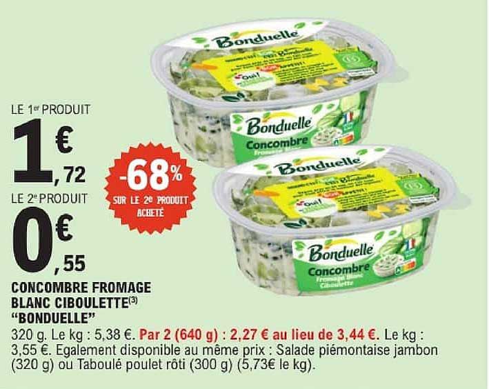 Bonduelle Concombre Fromage blanc ciboulette