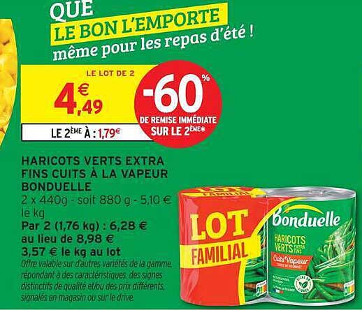 Bonduelle Haricots verts extra fins cuits à la vapeur