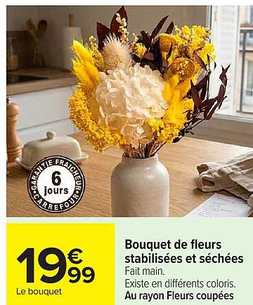 Bouquet de fleurs stabilisées et séchées