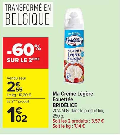 Bridélice Ma Crème Légère Fouettée