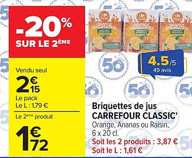 Briquettes de jus CARREFOUR CLASSIC