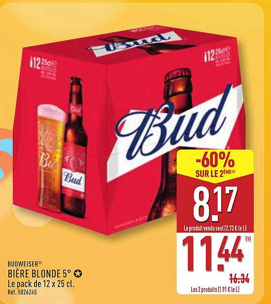 Budweiser Bière blonde 5°