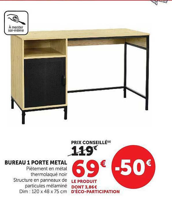 BUREAU 1 PORTE METAL
