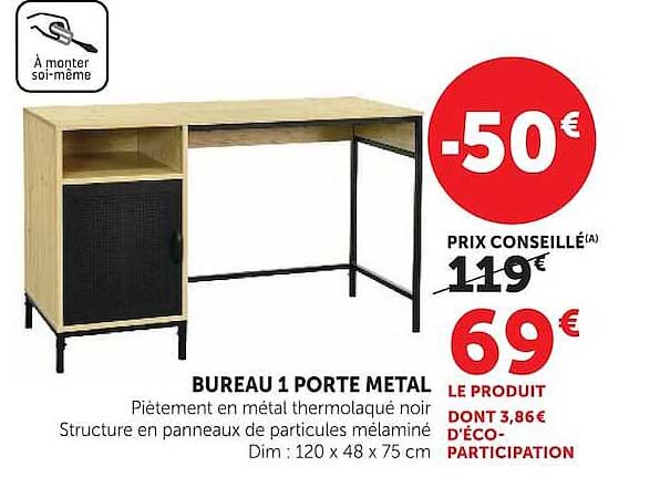 BUREAU 1 PORTE METAL