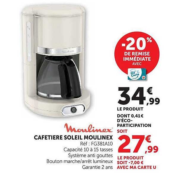 CAFETIERE SOLEIL MOULINEX