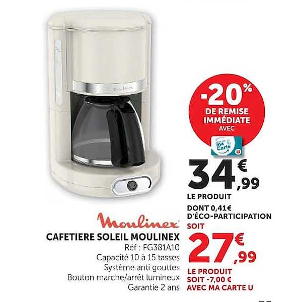 CAFETIERE SOLEIL MOULINEX