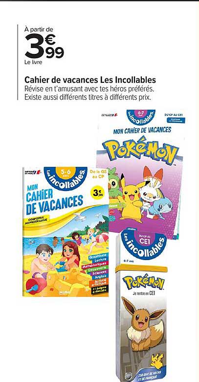 Cahier de vacances Les Incollables