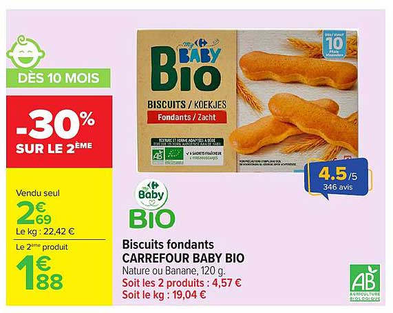 CARREFOUR BABY BIO Biscuits fondants