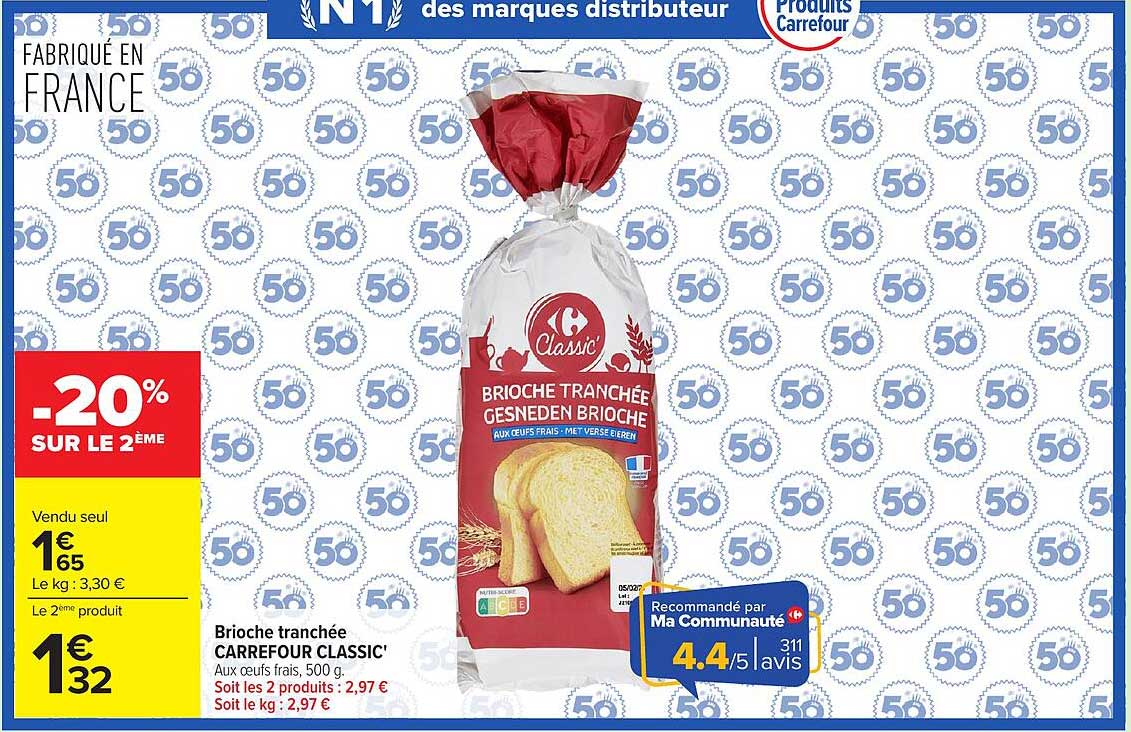 Carrefour Classic' Brioche tranchée
