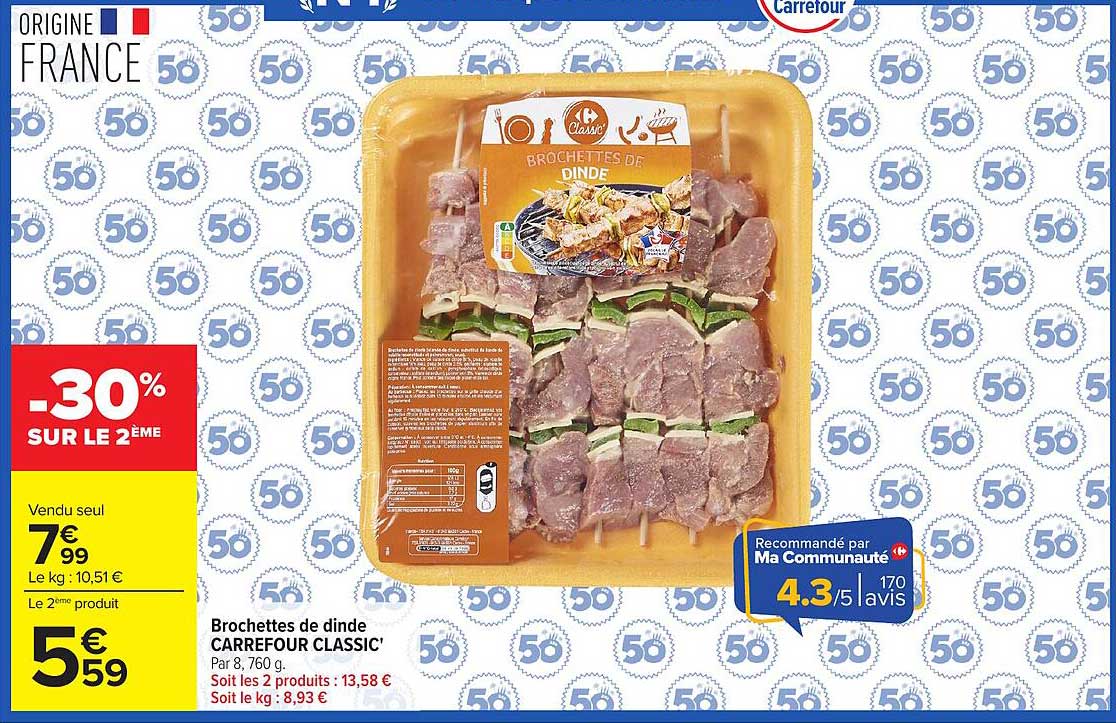 Carrefour Classic' Brochettes de dinde