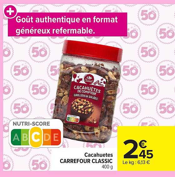 Carrefour Classic Cacahuetes de comptoir Grillees & salees