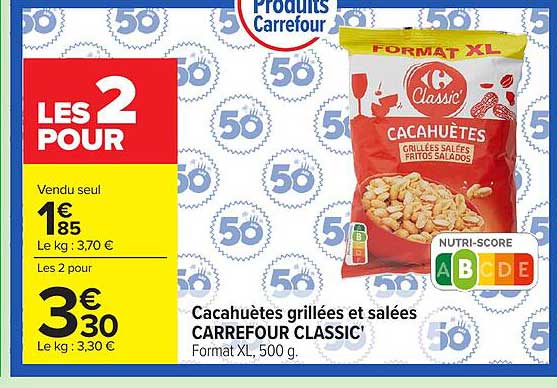 CARREFOUR CLASSIC' Cacahuètes grillées et salées