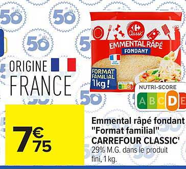 CARREFOUR CLASSIC' EMMENTAL RÂPÉ FONDANT