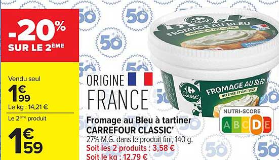 Carrefour Classic' Fromage au Bleu à tartiner