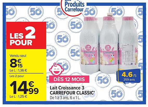 Carrefour Classic' Lait Croissance 3