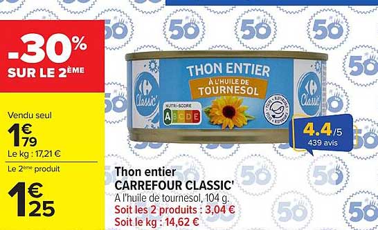 Carrefour Classic' Thon entier