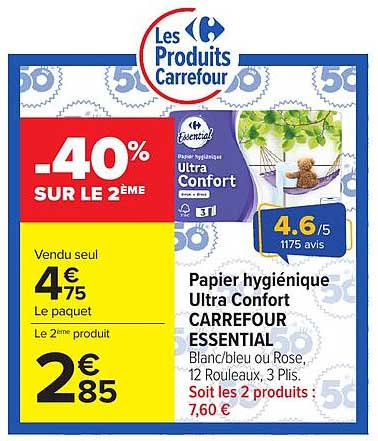 Carrefour Essential Papier hygiénique Ultra Confort