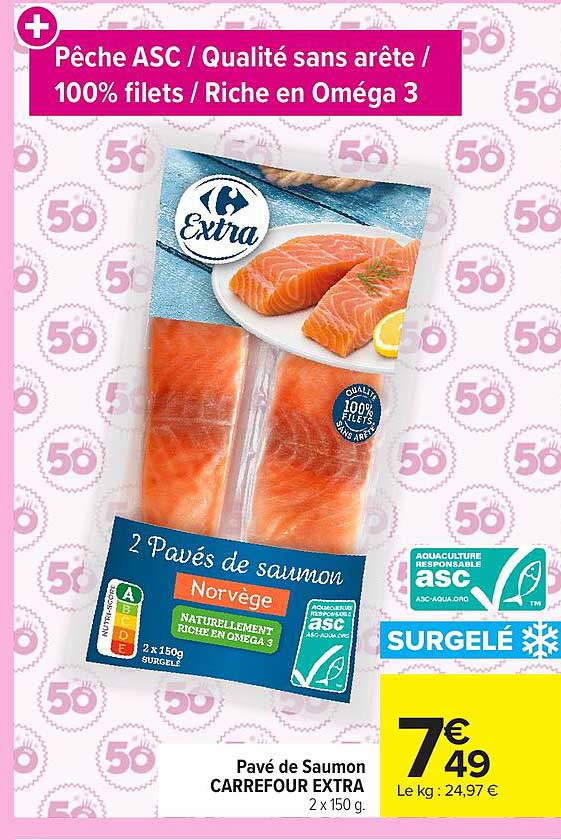 CARREFOUR EXTRA Pavé de Saumon