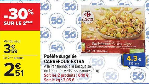 CARREFOUR EXTRA Poêlée surgelée