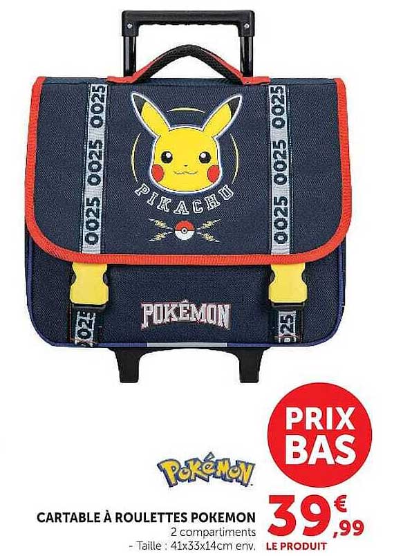 CARTABLE À ROULETTES POKEMON