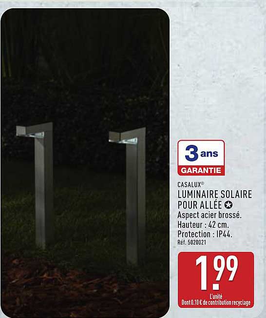 CASALUX LUMINAIRE SOLAIRE POUR ALLÉE