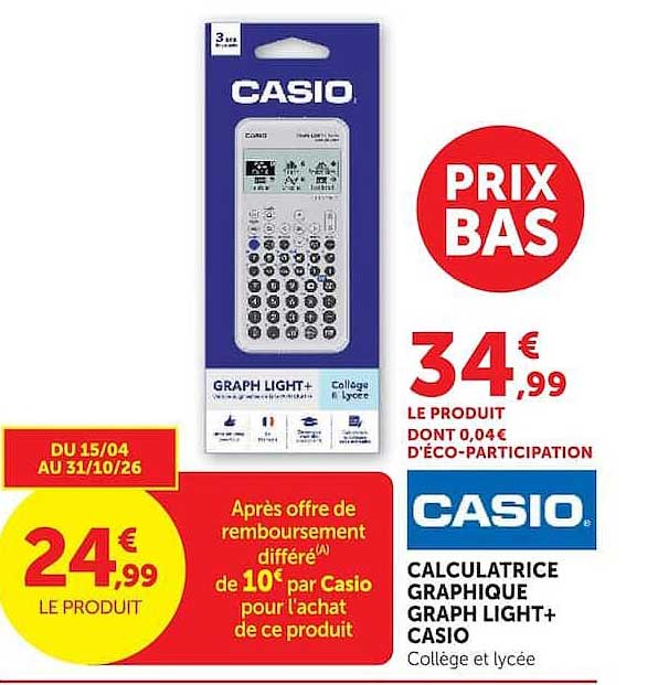 CASIO CALCULATRICE GRAPHIQUE GRAPH LIGHT+ CASIO