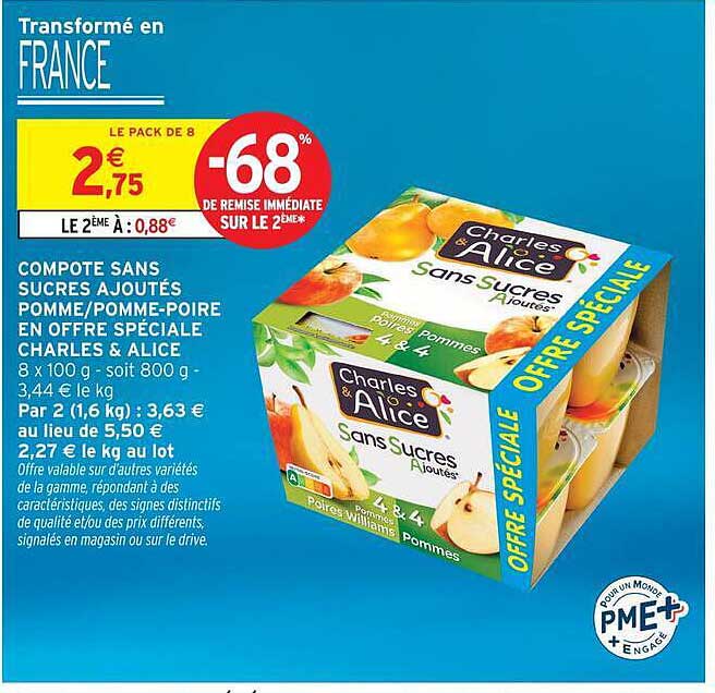 Charles & Alice Compote Sans Sucres Ajoutés