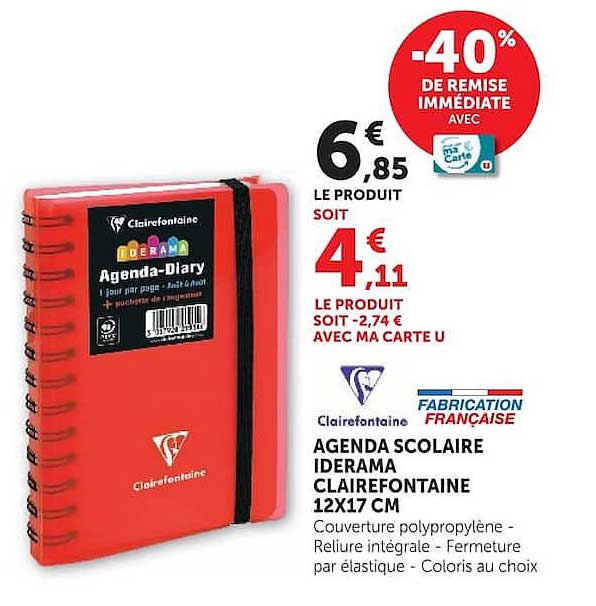 Clairefontaine Agenda Scolaire Iderama