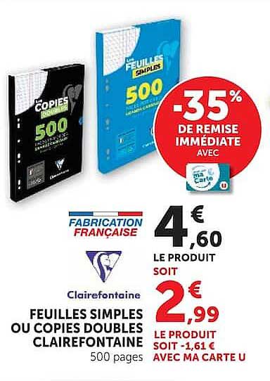 Clairefontaine FEUILLES SIMPLES OU COPIES DOUBLES