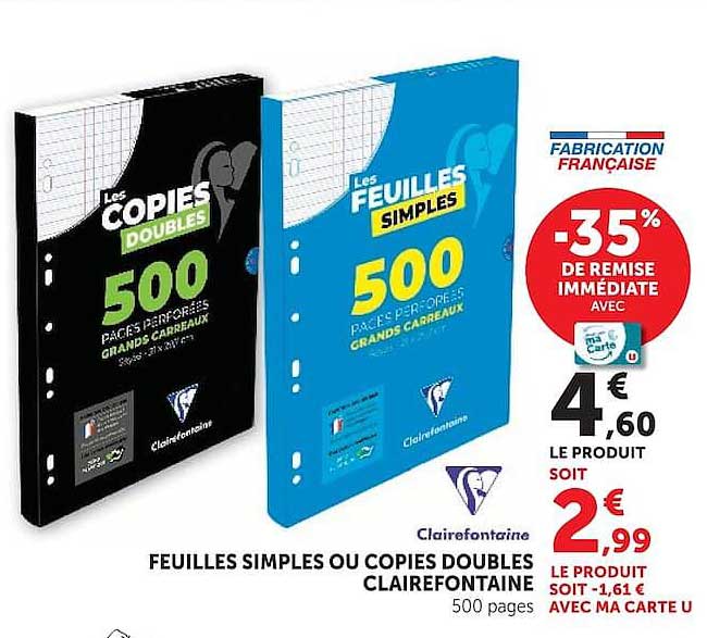 Clairefontaine FEUILLES SIMPLES OU COPIES DOUBLES