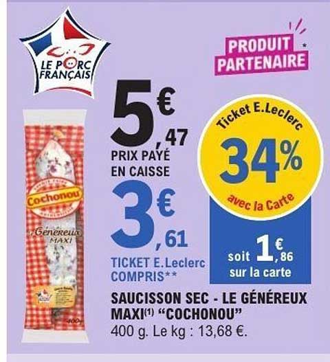 Cochonou Saucisson sec - Le Généreux Maxi