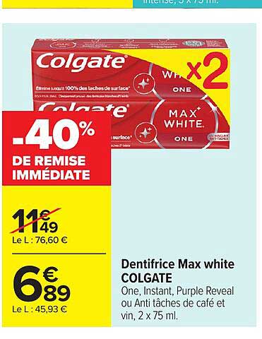 Colgate Dentifrice Max white