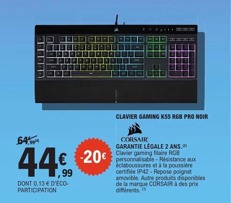 Corsair Clavier gaming K55 RGB PRO NOIR