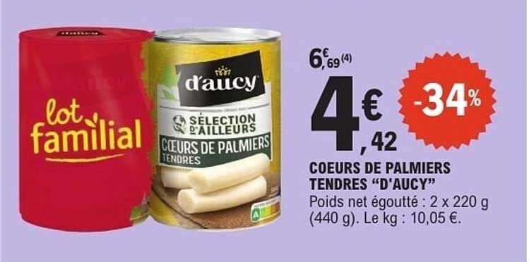 d'aucy COEURS DE PALMIERS TENDRES