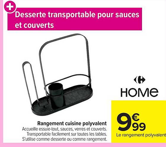Desserte transportable pour sauces et couverts