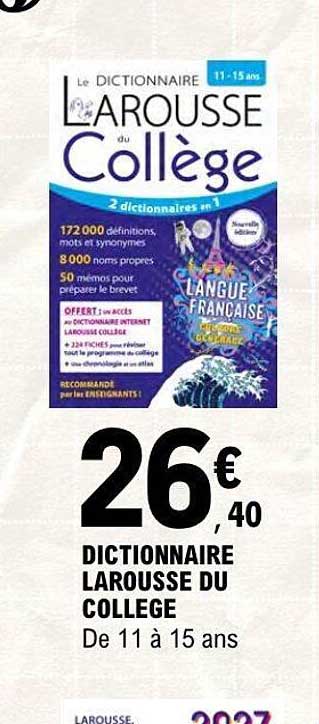 DICTIONNAIRE LAROUSSE DU COLLEGE