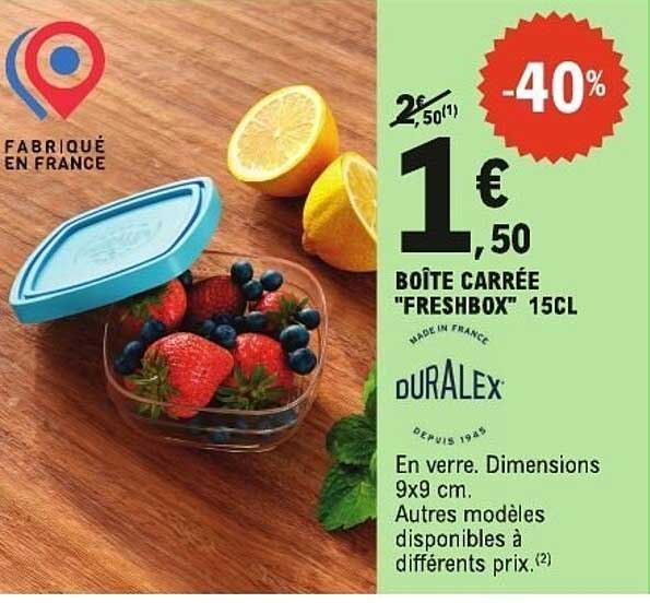 DURALEX BOÎTE CARRÉE "FRESHBOX" 15CL