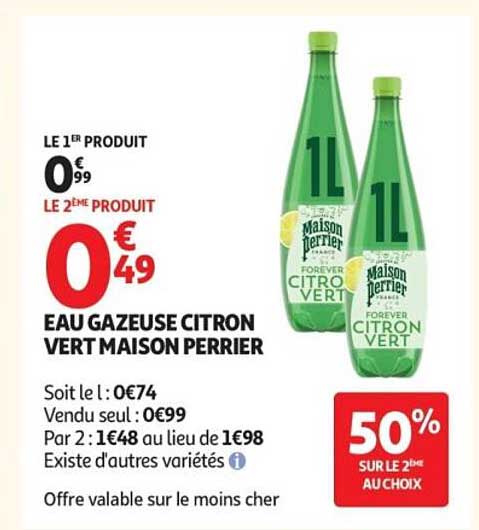 Eau gazeuse citron vert Maison Perrier