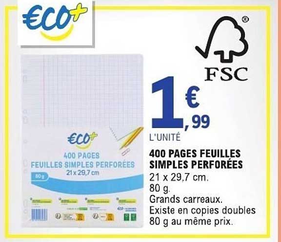 Eco+ Feuilles simples perforées