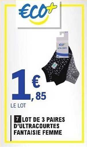 ECO+ LOT DE 3 PAIRES D'ULTRACOURTES FANTAISIE FEMME